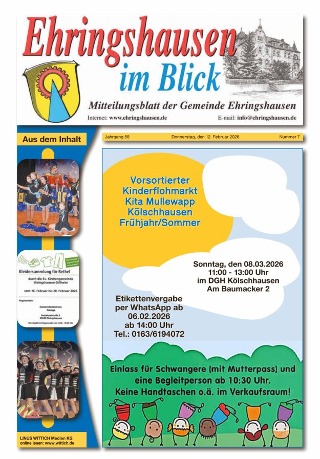 Mitteilungsblatt der Gemeinde Ehringshausen Titelblatt 07/2026