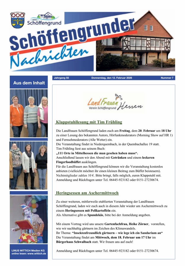 Schöffengrunder Nachrichten Titelblatt 07/2026