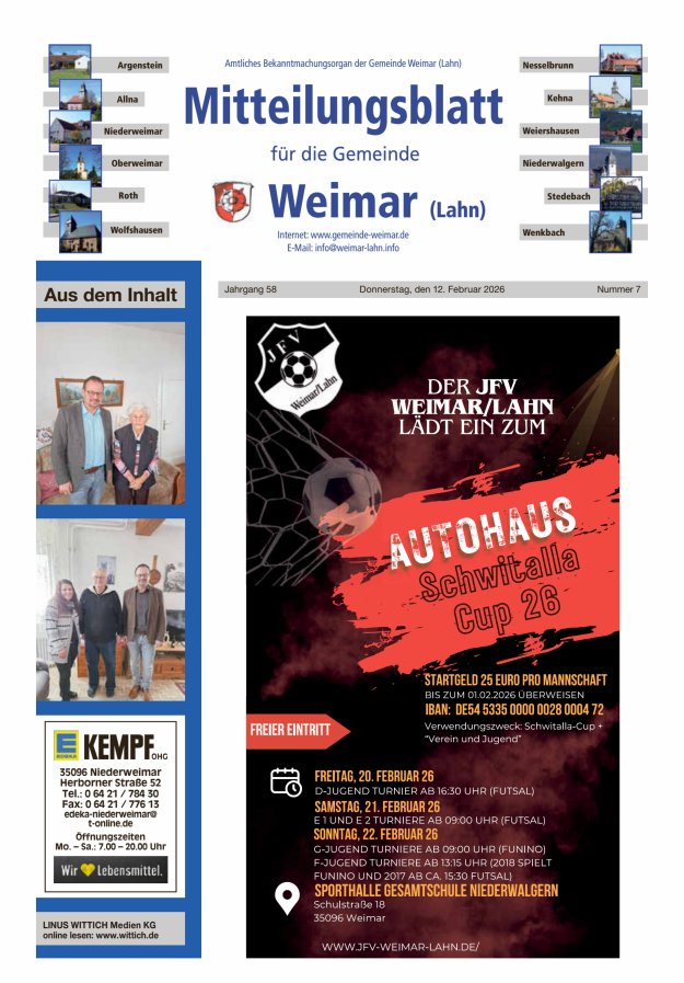Mitteilungsblatt für die Gemeinde Weimar Titelblatt 07/2026
