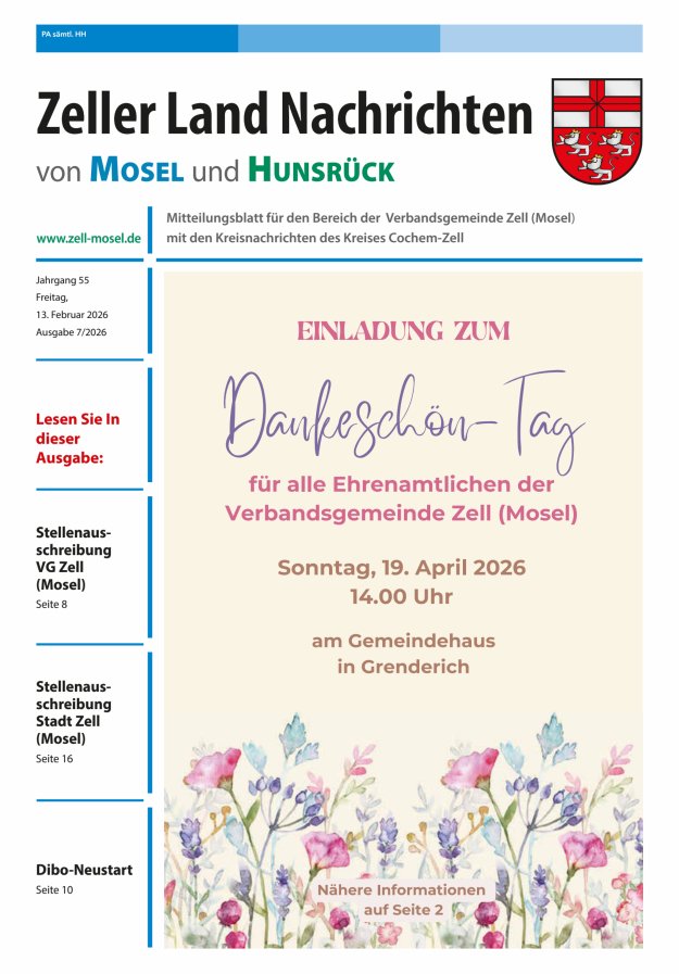 Zeller Land Nachrichten Titelblatt 07/2026