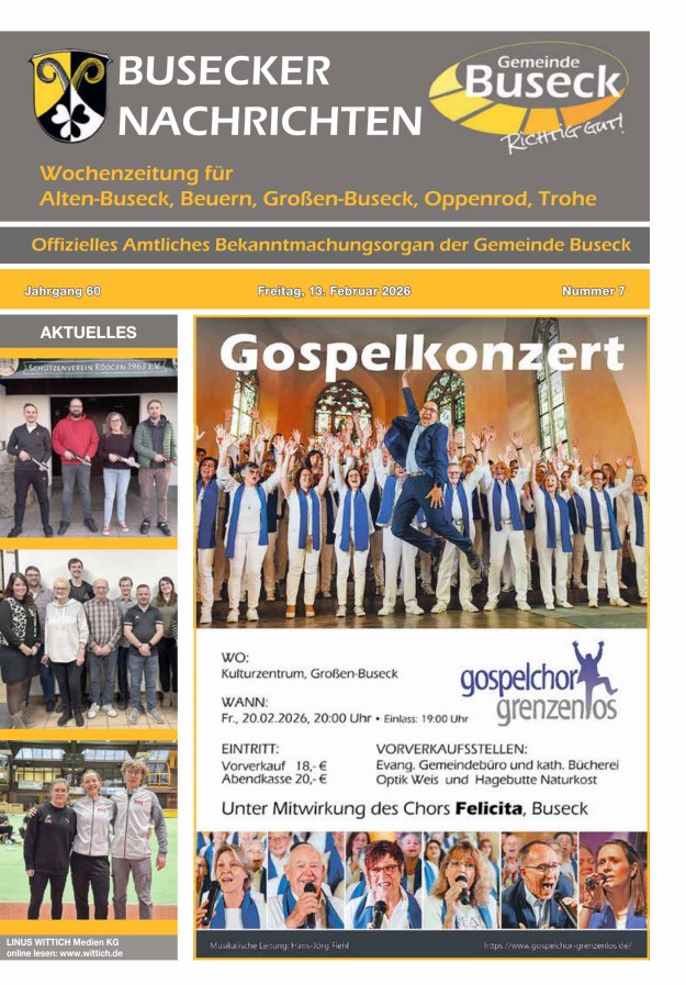 Busecker Nachrichten Titelblatt 07/2026