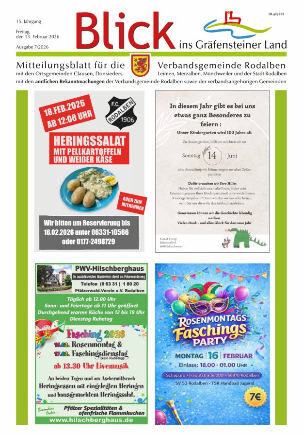 Blick ins Gräfensteiner Land VG Rodalben Titelblatt 07/2026