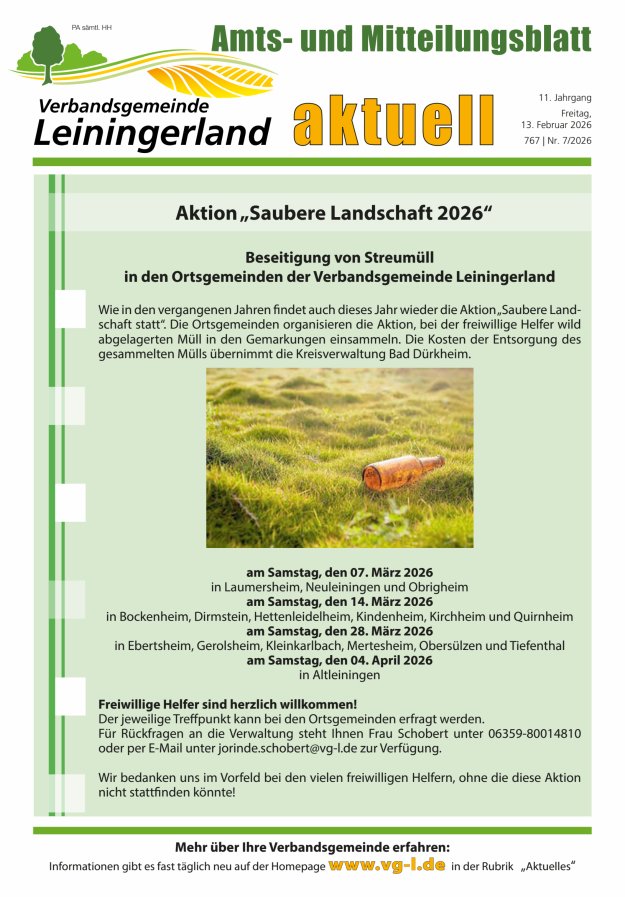 VG Leiningerland aktuell Titelblatt 07/2026