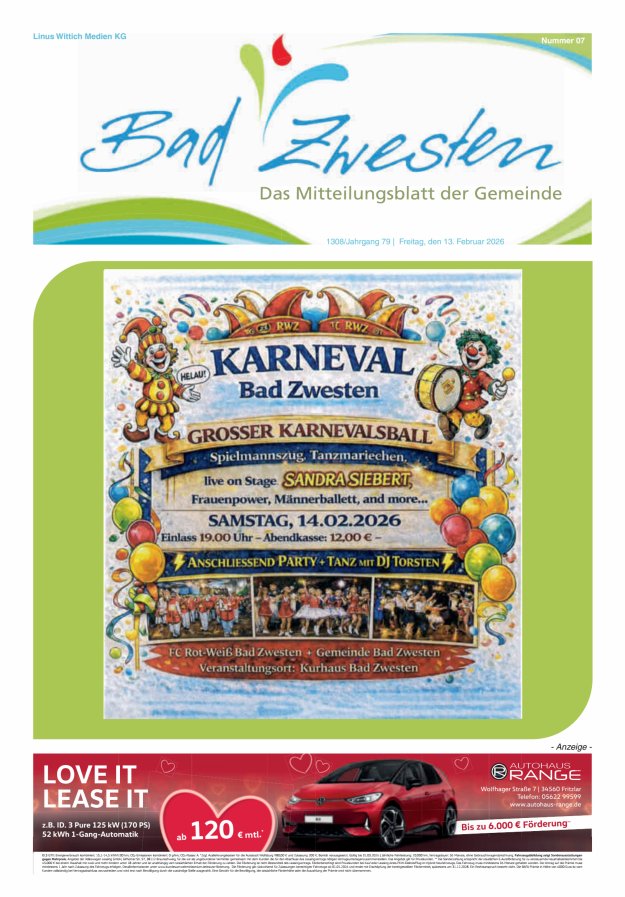 Heimatzeitung Bad Zwesten Titelblatt 07/2026