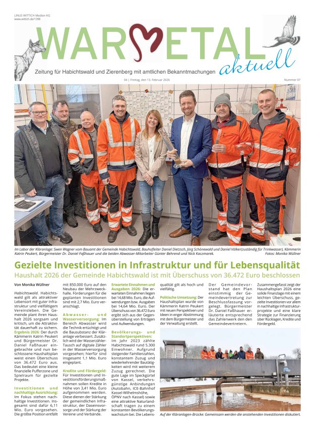Warmetal aktuell (Habichtswald + Zierenberg) Titelblatt 07/2026