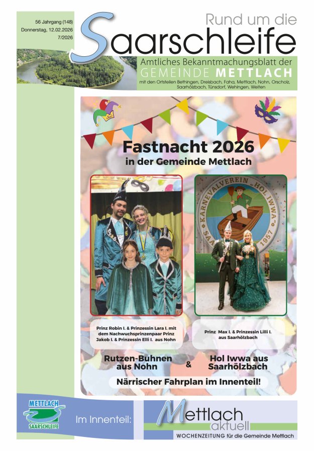 Rund um die Saarschleife Gemeinde Mettlach Titelblatt 07/2026
