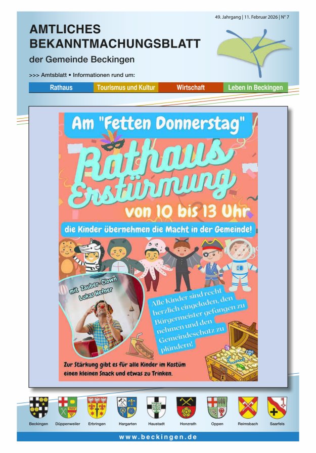 Amtsblatt Beckingen Titelblatt 07/2026