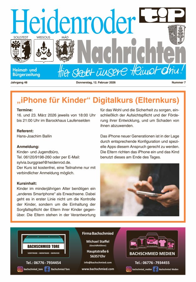 "tip" Heidenroder Nachrichten Titelblatt 07/2026