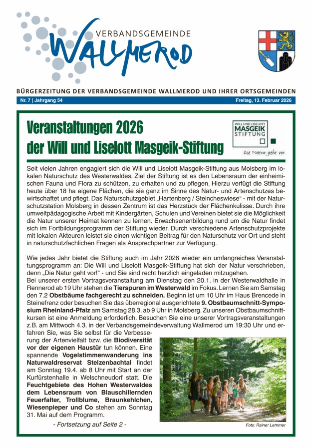 Wir über uns - Verbandsgemeinde Wallmerod Titelblatt 07/2026