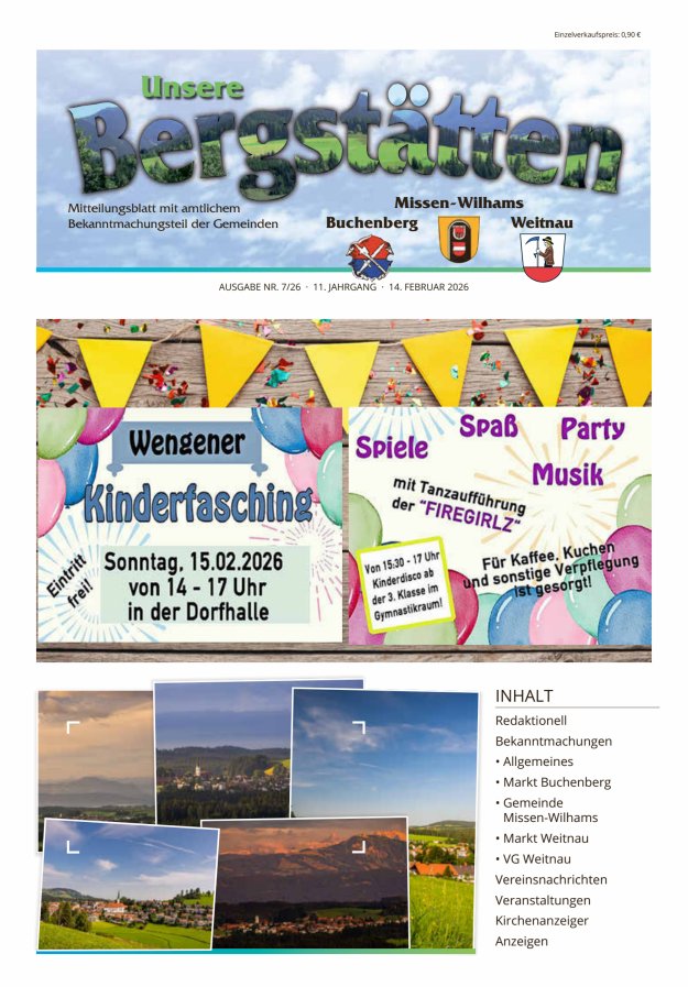 Unsere Bergstätten Mitteilungsblatt mit amtlichem Bekanntmachungsteil Titelblatt 07/2026