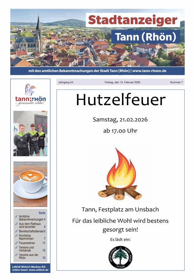 Stadtanzeiger Tann (Rhön) Titelblatt 07/2026