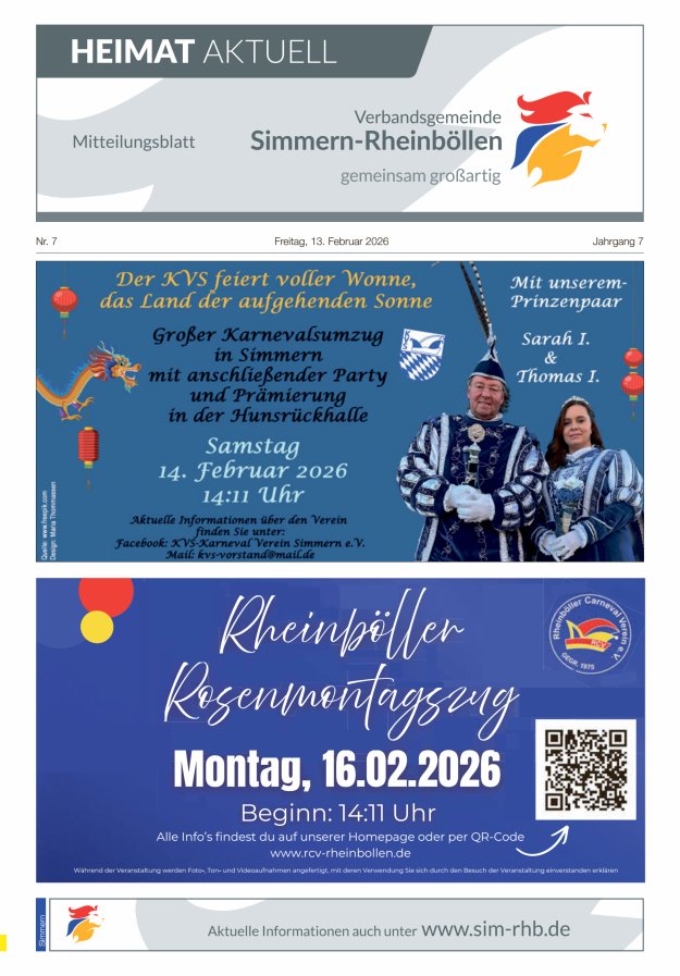 Heimat Aktuell - Mitteilungsbl der VG Simmern-Rheinböllen Ausg Simmern Titelblatt 07/2026