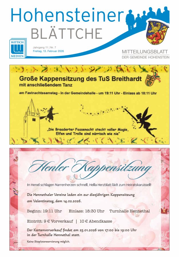 Hohensteiner Blättche Titelblatt 07/2026