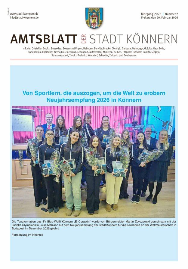 Anzeiger für die Stadt Könnern Titelblatt 02/2026