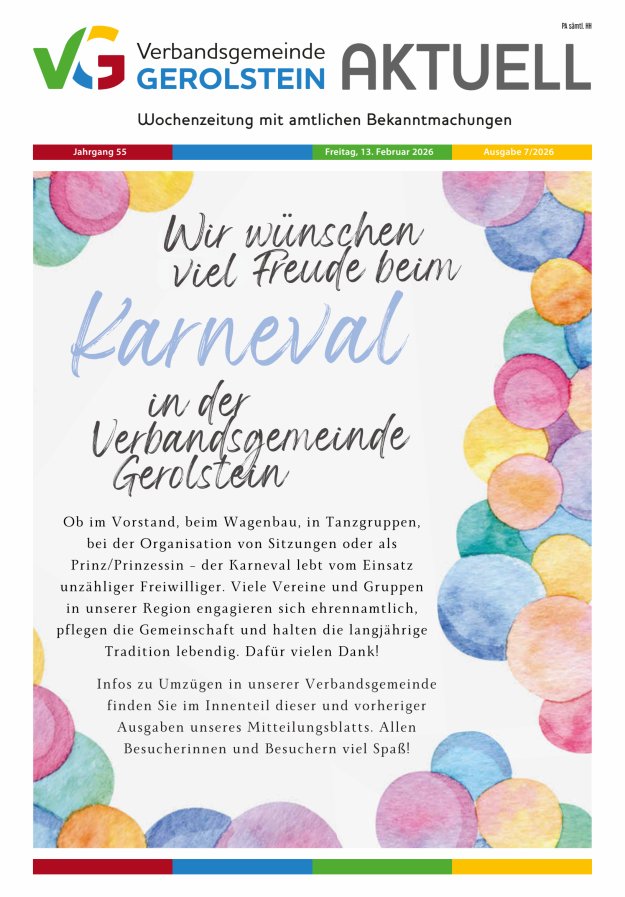 Verbandsgemeinde Gerolstein aktuell Titelblatt 07/2026