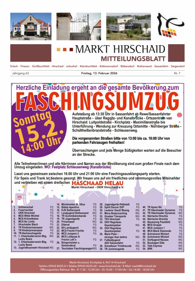 Mitteilungsblatt Markt Hirschaid Titelblatt 07/2026