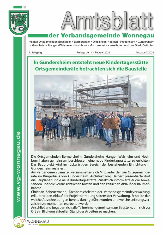 Amtsblatt VG Wonnegau Titelblatt 07/2026