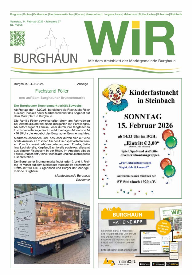 WIR - mit Amtsblatt der Marktgemeinde Burghaun Titelblatt 07/2026