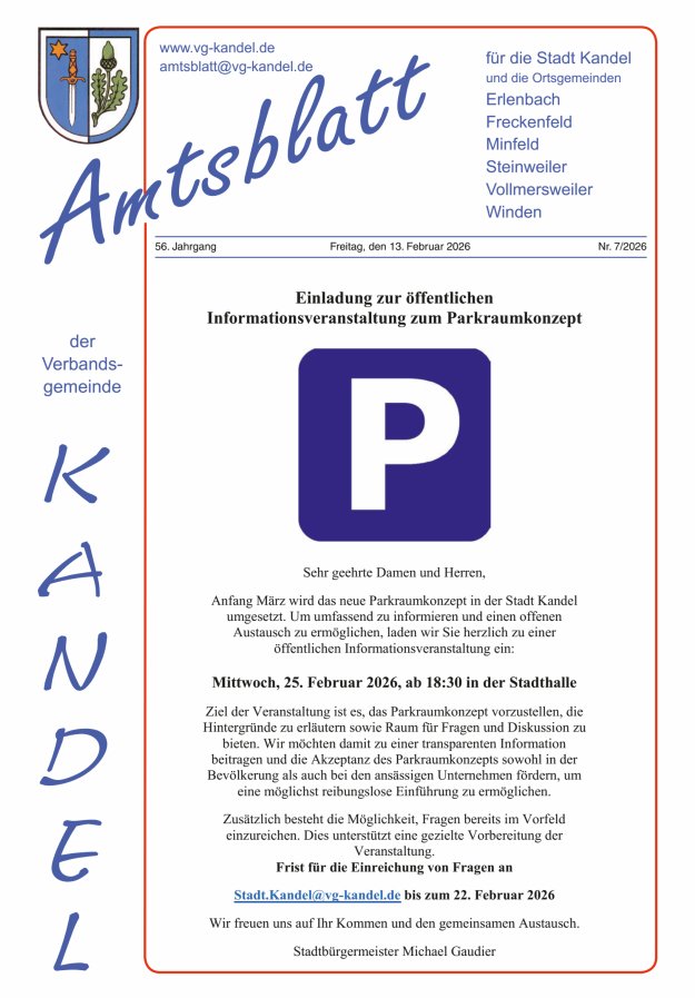 Amtsblatt VG Kandel Titelblatt 07/2026