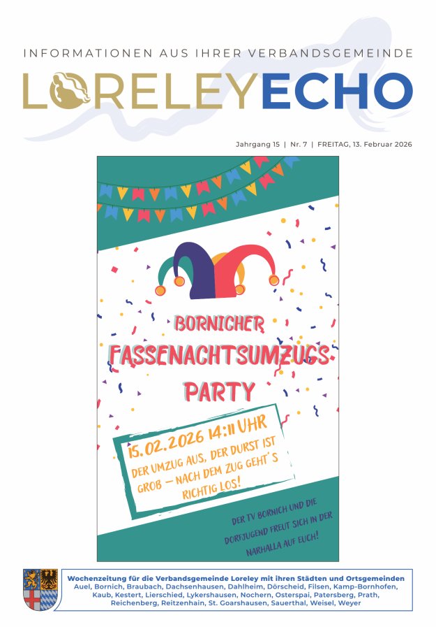 Loreley-Echo - Mitteilungsblatt der Verbandsgemeinde Loreley Titelblatt 07/2026