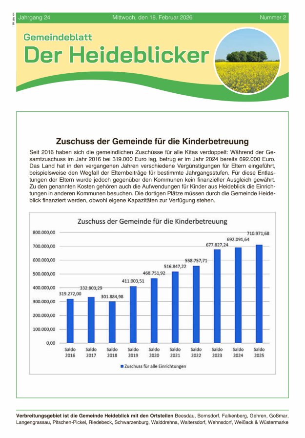 Amtsblatt für die Gemeinde Heideblick - Der Heideblick Titelblatt 02/2026