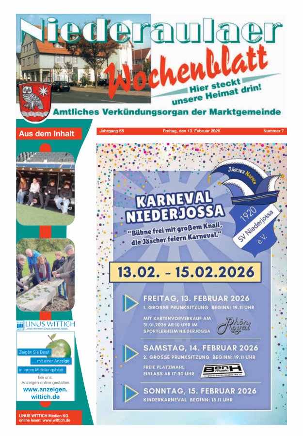 Niederaulaer Wochenblatt Titelblatt 07/2026
