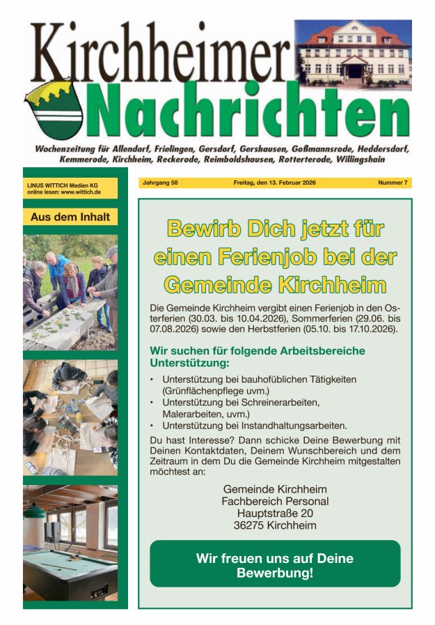 Kirchheimer Nachrichten Titelblatt 07/2026