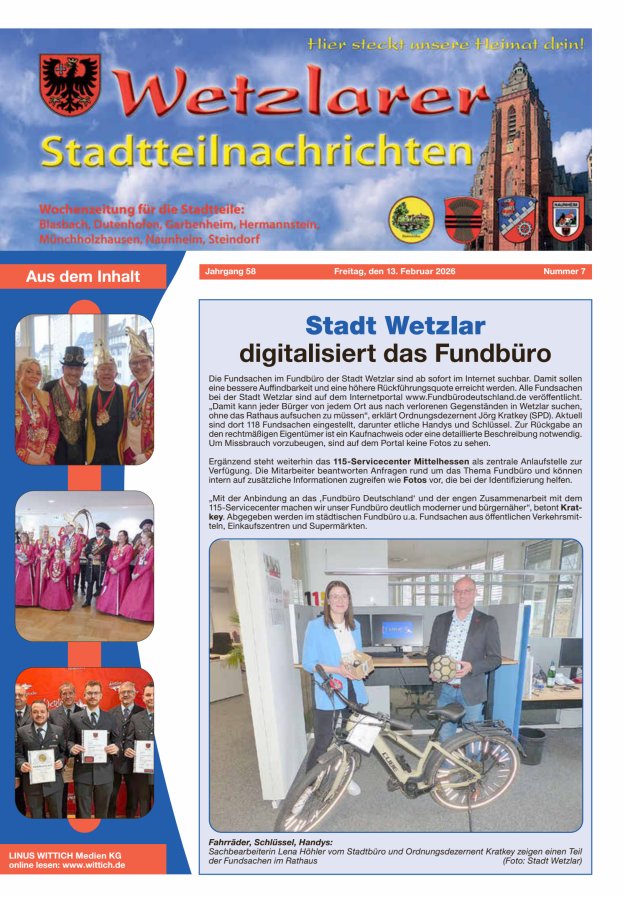 Wetzlarer Stadtteilnachrichten Titelblatt 07/2026