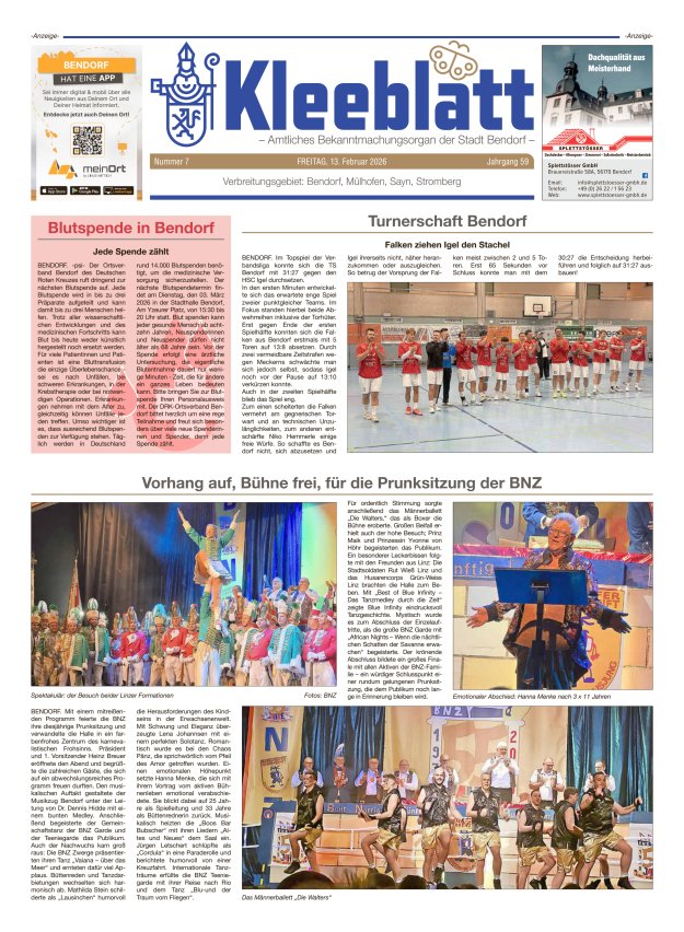 Kleeblatt - Amtliches Bekanntmachungsorgan der Stadt Bendorf Titelblatt 07/2026