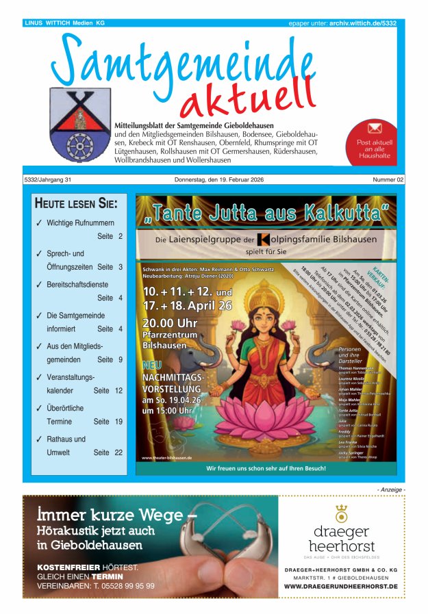 Samtgemeinde aktuell Gieboldehausen Titelblatt 02/2026