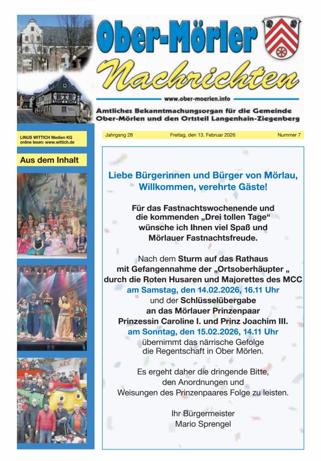 Ober-Mörler Nachrichten Titelblatt 07/2026