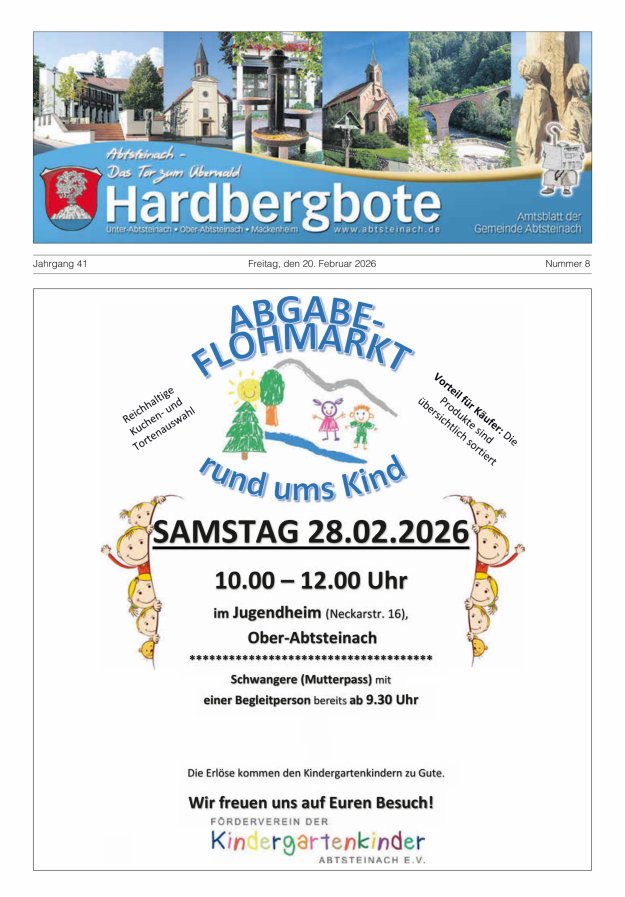 Hardbergbote - Mitteilungsblatt der Gemeinde Abtsteinach Titelblatt 08/2026