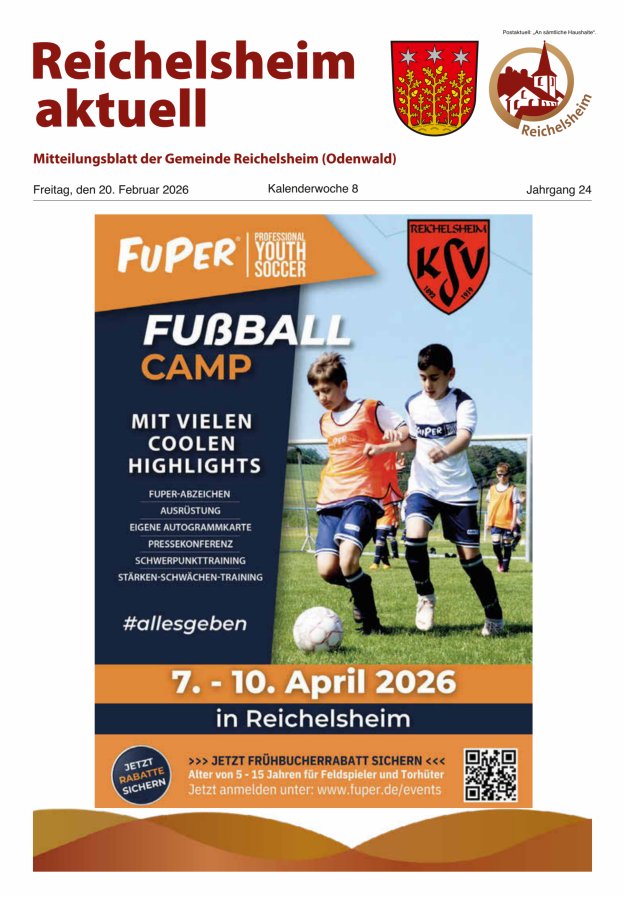 Reichelsheim aktuell - Amtsblatt der Gemeinde Reichelsheim(Odenwald) Titelblatt 08/2026
