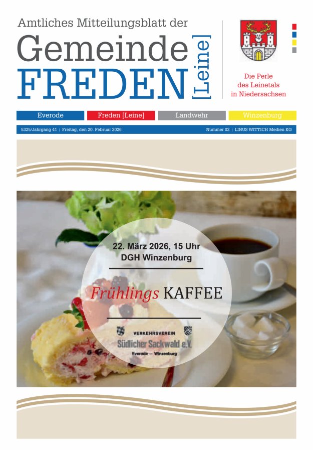 Amtliches Mitteilungsblatt der Samtgemeinde Freden (Leine) Titelblatt 02/2026