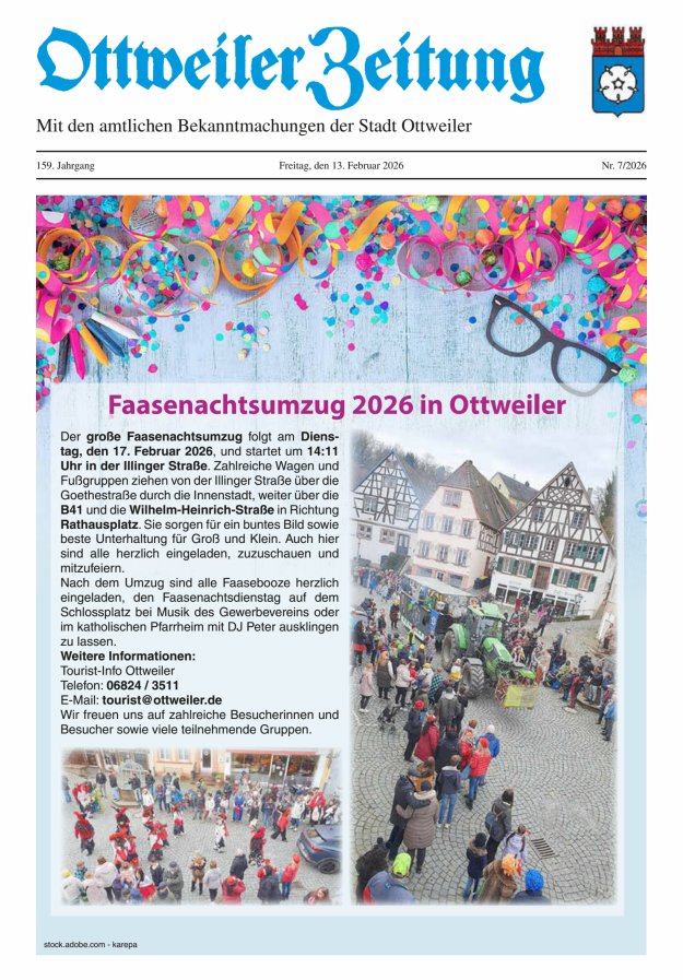 Ottweiler Zeitung Titelblatt 07/2026