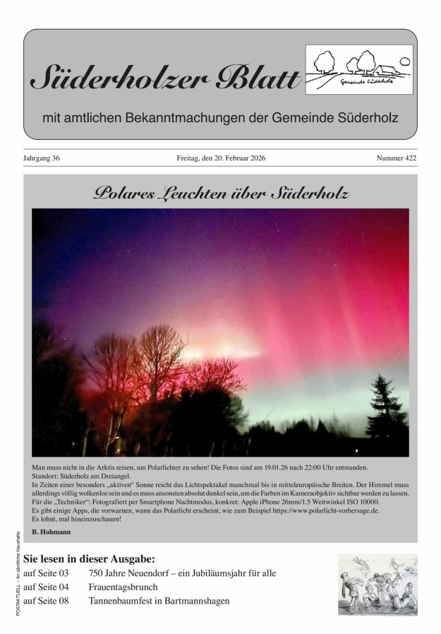 Süderholzer Blatt Titelblatt 422/2026