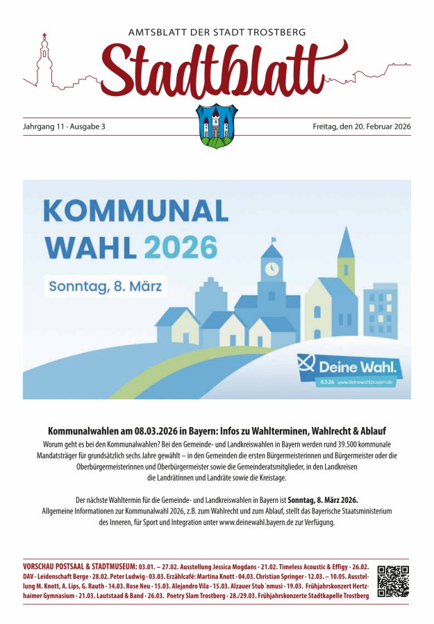 Stadtblatt Trostberg an der Alz Titelblatt 02/2026