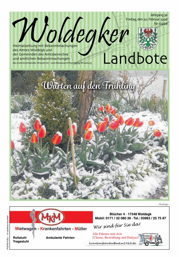Woldegker Landbote Titelblatt 02/2026