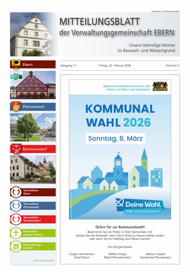 Mitteilungsblatt der Verwaltungsgemeinschaft Ebern Titelblatt 04/2026