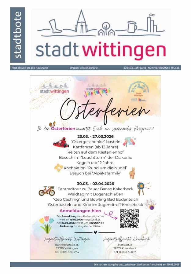 Wittinger Stadtbote Titelblatt 02/2026