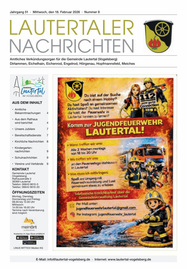 Lautertaler Nachrichten Titelblatt 08/2026