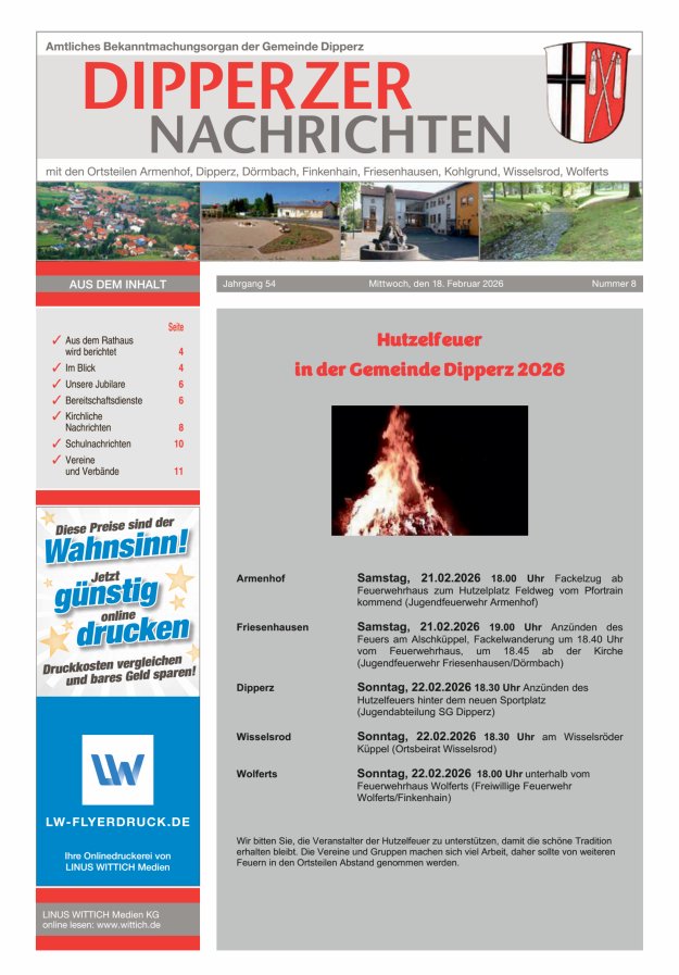 Dipperzer Nachrichten Titelblatt 08/2026