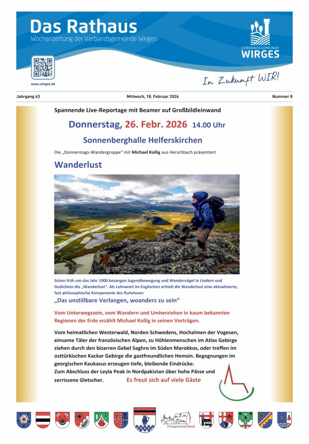 Das Rathaus - Informationen für die Bürger in der VG Wirges Titelblatt 08/2026