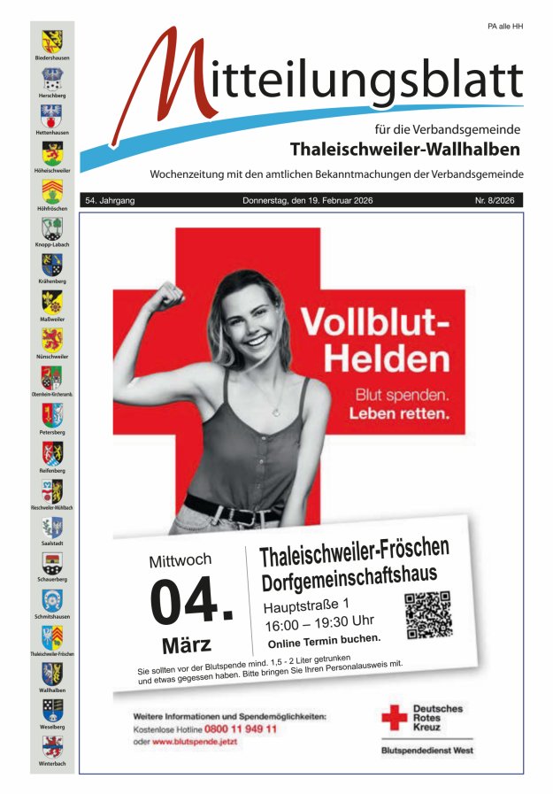 Mitteilungsblatt VG Thaleischweiler-Wallhalben Titelblatt 08/2026