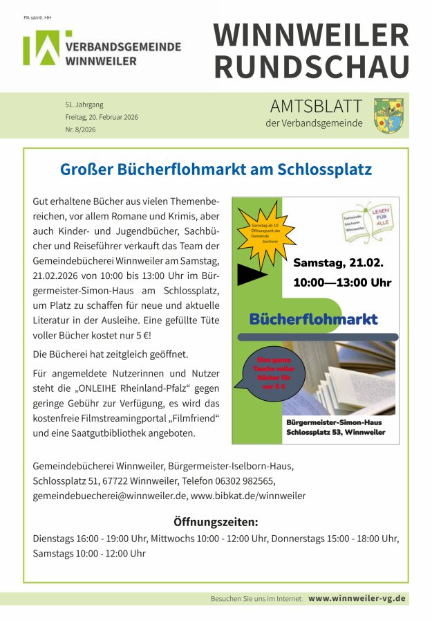 Winnweiler Rundschau Titelblatt 08/2026