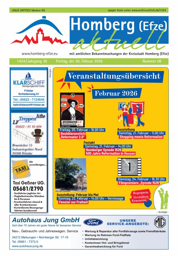 Homberg Efze aktuell Titelblatt 08/2026