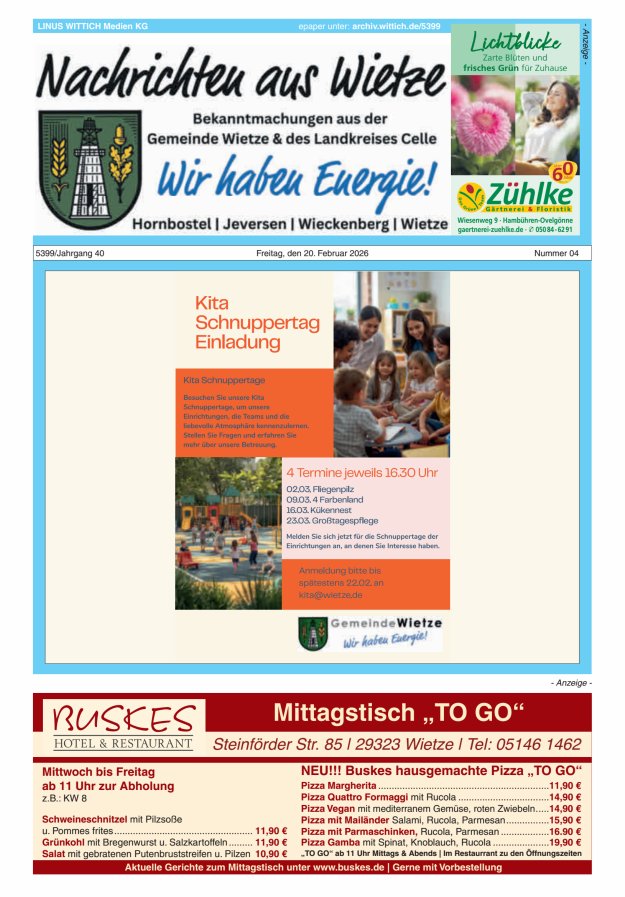 Nachrichten aus Wietze Titelblatt 04/2026
