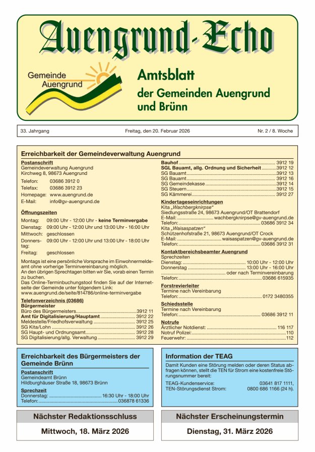 Auengrund-Echo Titelblatt 02/2026