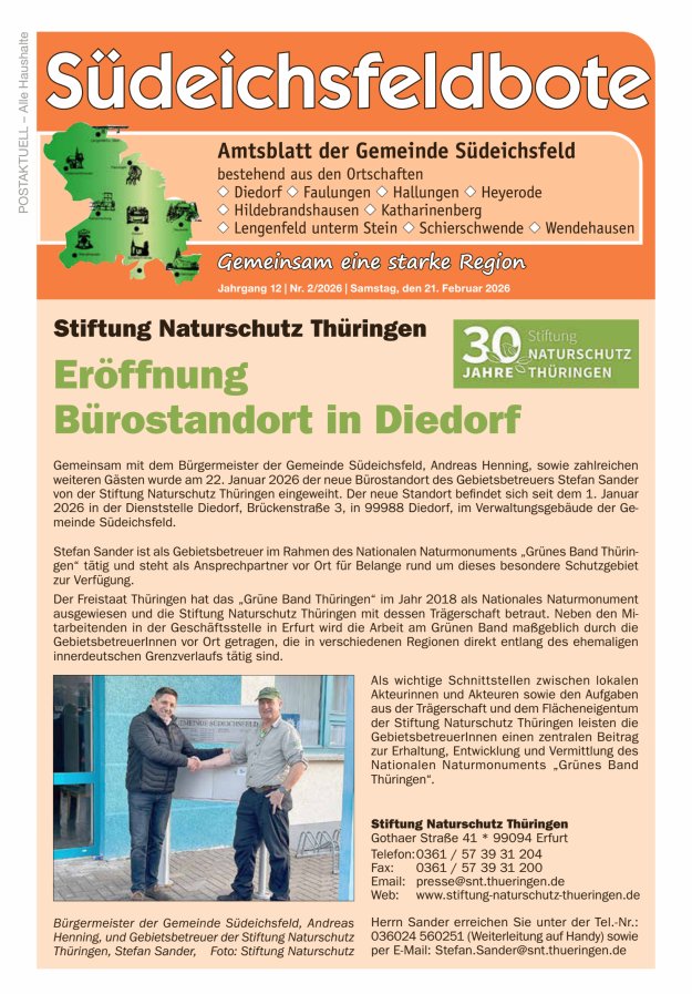 Amtsblatt der Gemeinde Südeichsfeld Titelblatt 02/2026
