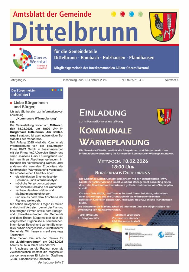 Amtsblatt der Gemeinde Dittelbrunn Titelblatt 04/2026